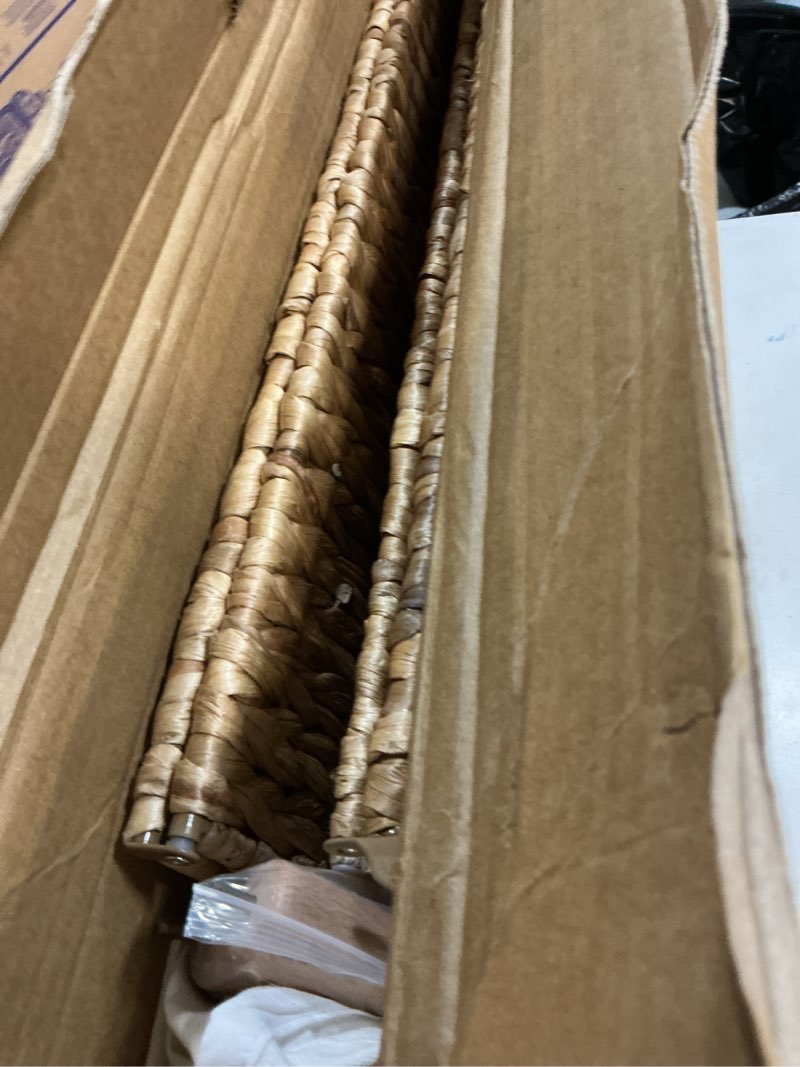 Condition photo showing Good Condition for songmics laundry hamper, 25 gal. (95 l) handwoven water hyacinth wicker laundry basket with lid, natural material, removable machine washable liner, handles, natural ulcb201y01 95 l (1 basket) natural