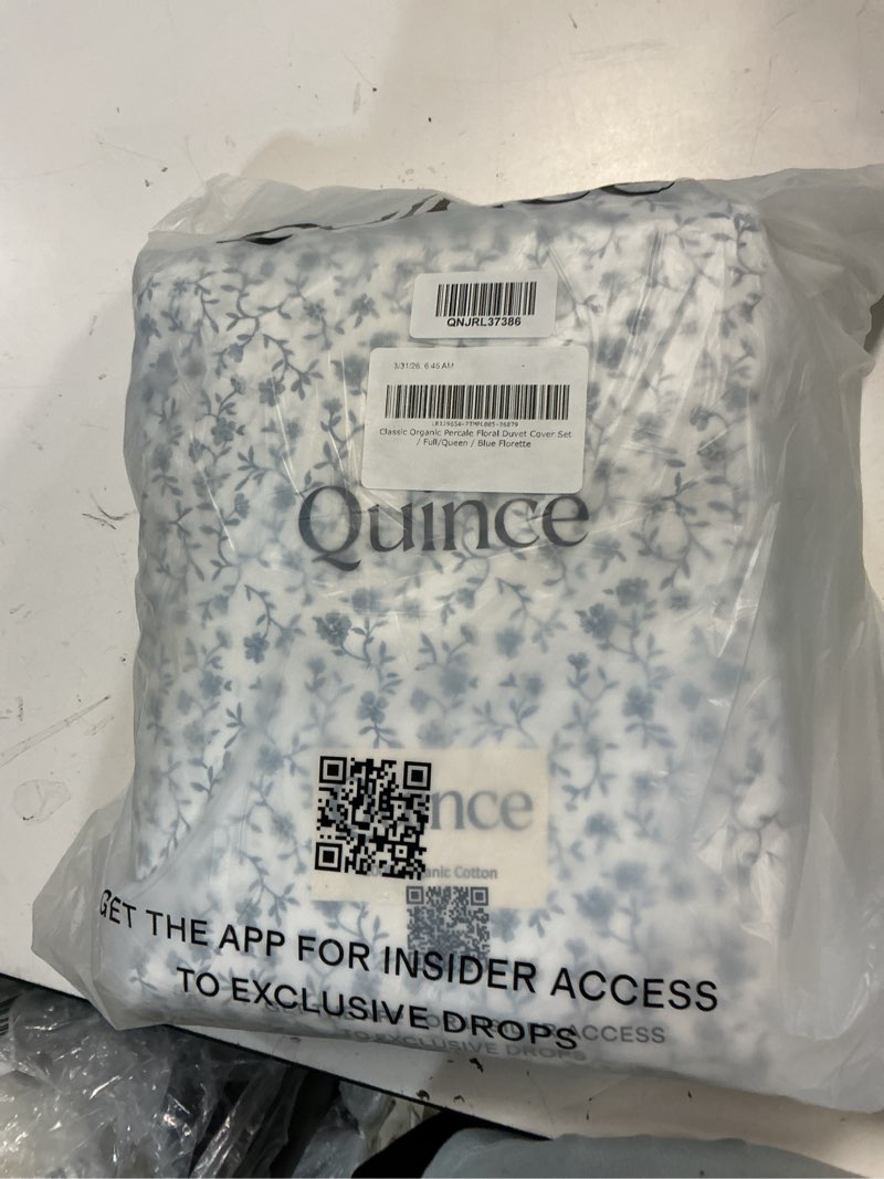 Condition photo showing Good Condition for quince classic organic percale floral duvet cover set full/queen blue flrette