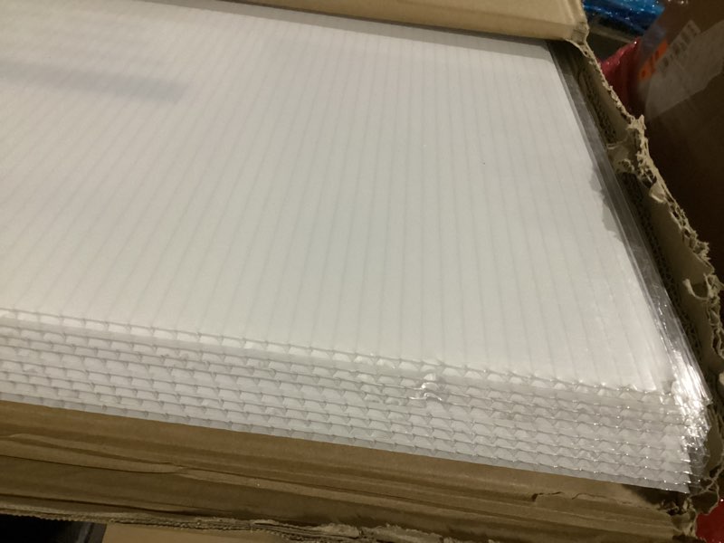 Condition photo showing Good Condition for 8 pack 8' x 6' x 0.16'' polycarbonate greenhouse panels, waterproof uv protected clear polycarbonate sheets twin-wall roof panels, corrugated plastic roofing panels for greenhouse replacement 8 8' x 6' x 0.16''