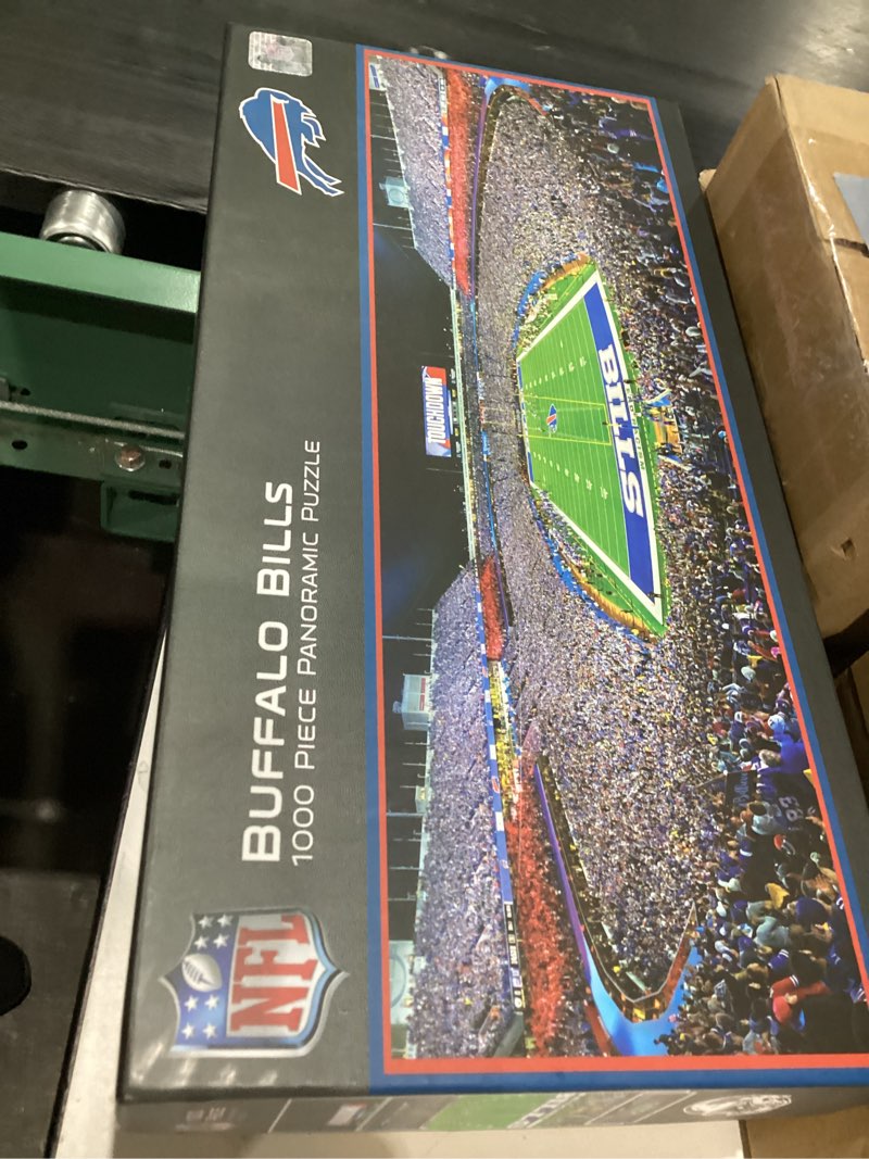 Condition photo showing As Is for MasterPieces 1000 Piece Sports Jigsaw Puzzle - NFL Buffalo Bills Endzone View Panoramic - 13"x39"