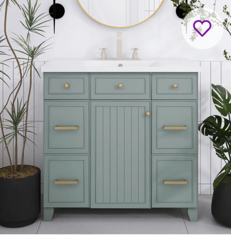 36 Single Bathroom Vanity with Ceramic Top
