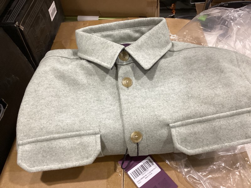 Condition photo showing Good Condition for mens shirt jacket brushed casual shacket with two pockets long sleeve button up overshirt moss medium