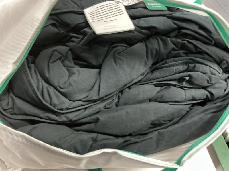 Condition photo showing As Is for Three Geese Pinch Pleat Waterfowl Feathers and Down Comforter Queen Size Duvet Insert, 1200TC 100% Cotton Fabric, Premium All Seasons BlackGrey Warm Hotel Comforter with 8 Tabs. Queen:90x90inches Black-gray