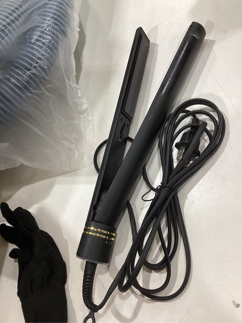 Condition photo showing As Is for hot tools pro artist black gold ionic 1 inch flat iron - use as straightener for sleek straight hair or use rounded edges for shiny curls and waves, stylist-preferred styles 1 inch (pack of 1) micro-shine flat iron