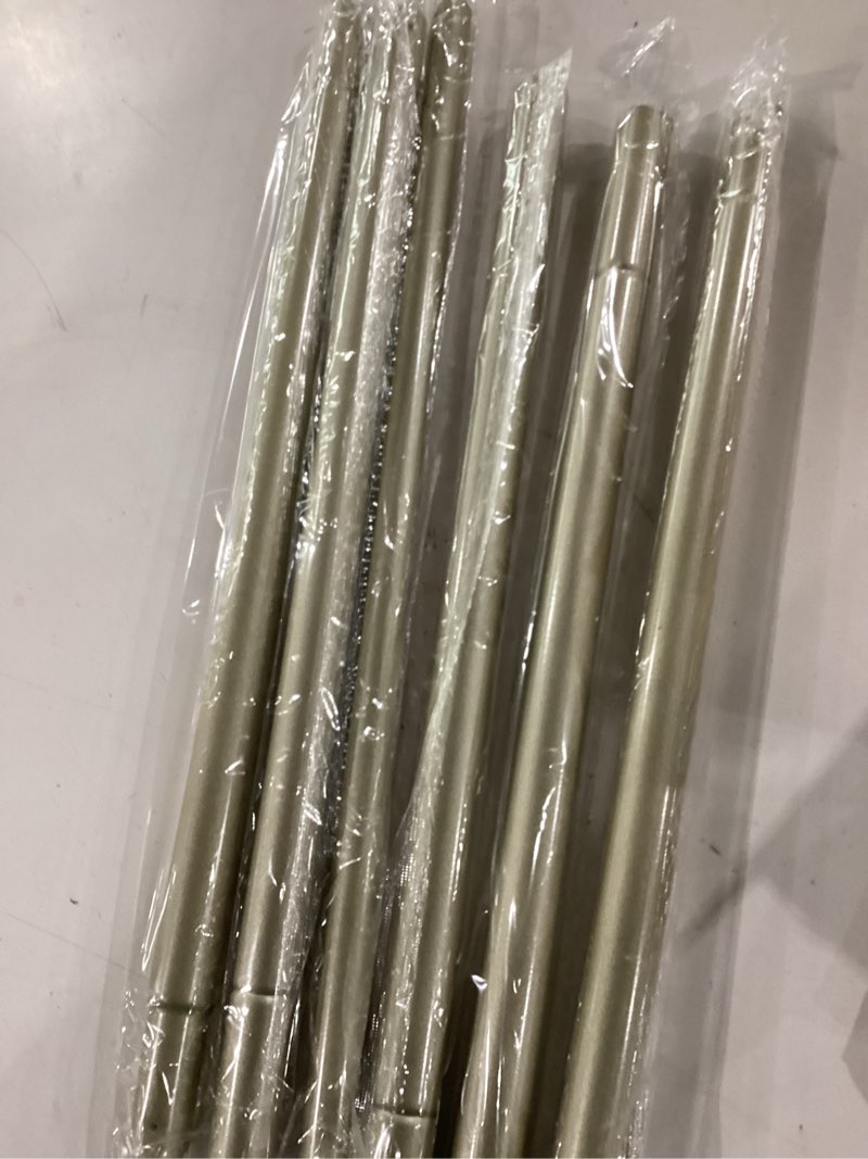 Condition photo showing New/Like New for TONIAL Curtain Rods for Windows 48 to 84 Inch, Telescoping Splicing 3/4 Single Rods for Windows Decorative Drapery Rod 32 to 86 (2.6-7.2ft) with Acrylic Diamond Finial, Champagne Gold Champagne gold 32-86"