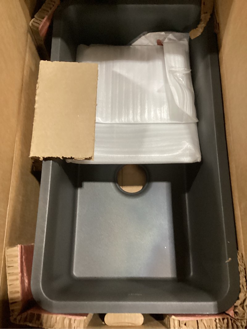 Condition photo showing New/Like New for kohler 27786-cm7 cairn® smart divide® 33-1/2" undermount double-bowl kitchen sink, matte graphite