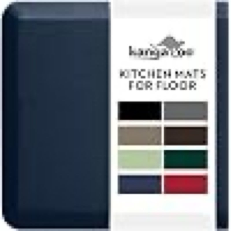 kangaroo anti fatigue mats for kitchen floor, 70x24 runner, 3/4 inch cushioned ergonomic mat, reduce foot pressure, waterproof comfort rug for under sink, office standing desk, store floors, dark blue