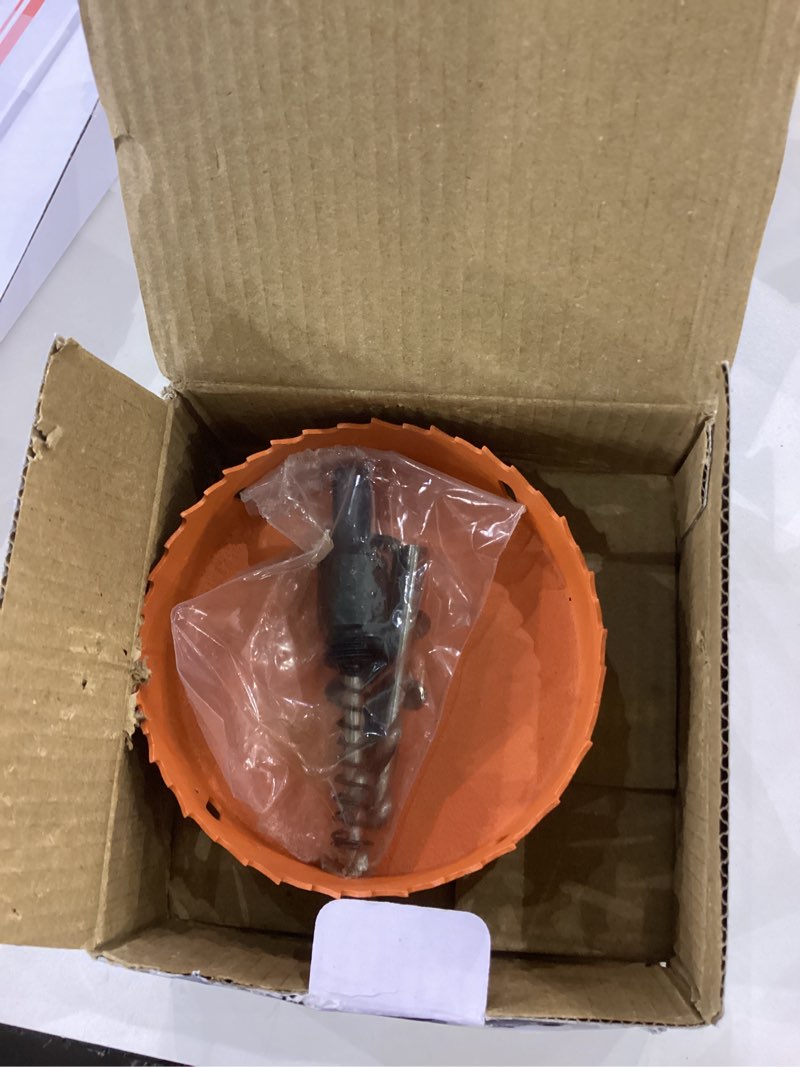 Condition photo showing Good Condition for 4-1/4 inch hole saw with arbor for metal wood and plastic, 4.25 inch hole cutter for different project with smooth and flat drilling edge, fast chip removal