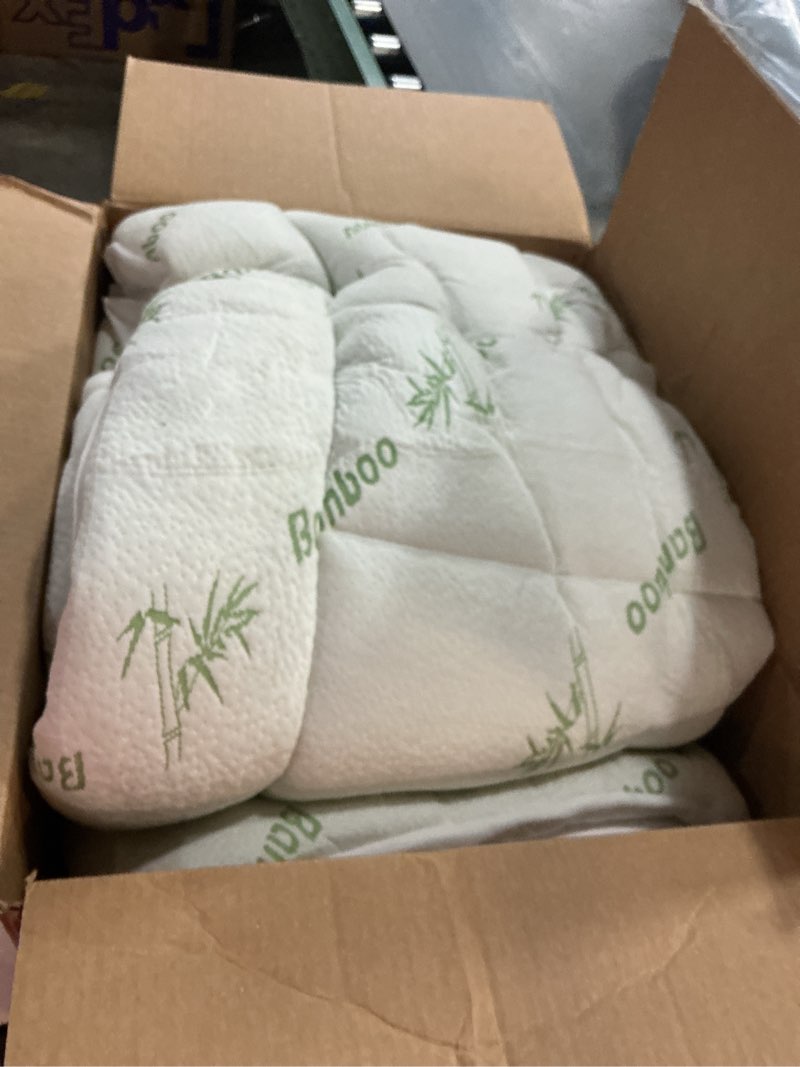 Condition photo showing As Is for ultra soft queen size mattress topper - viscose made from bamboo pillow top mattress pad for back pain relief - naturally cooling for hot sleepers, green green queen