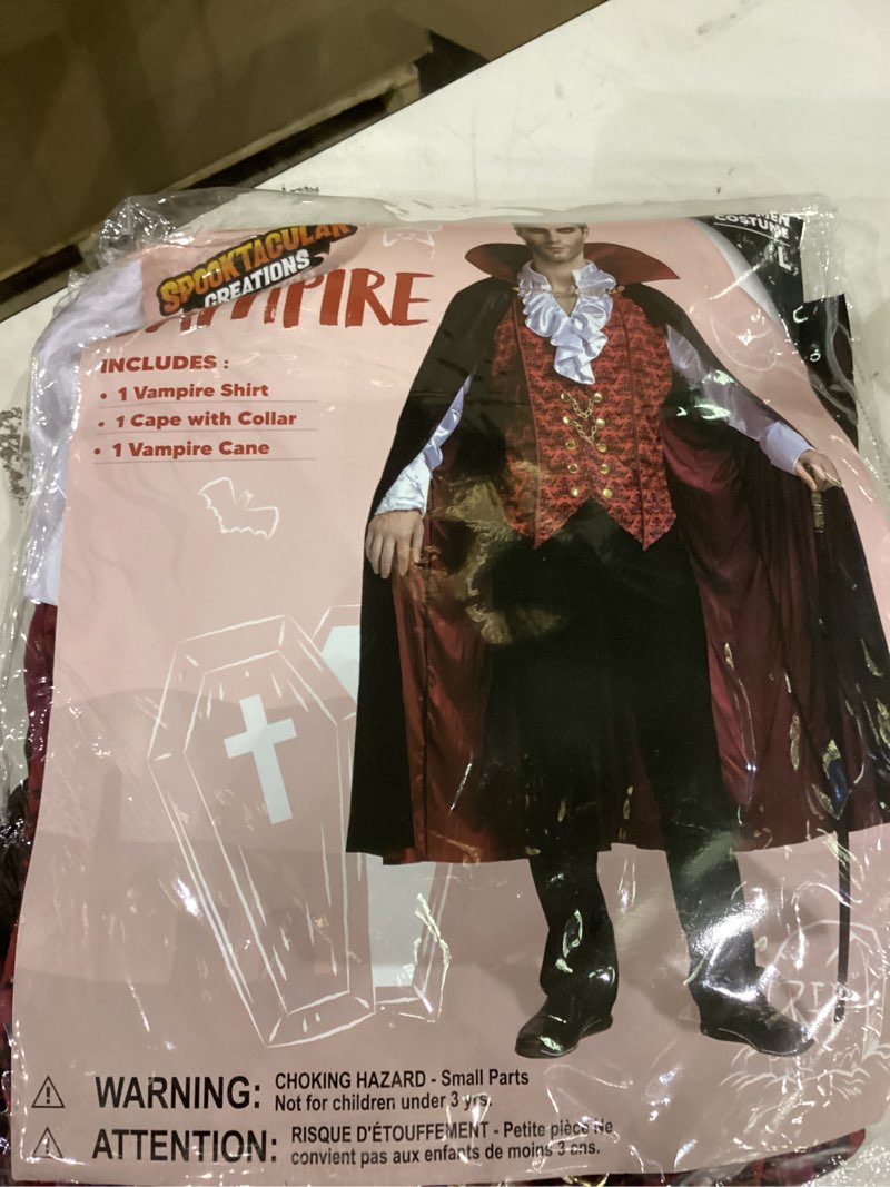 Condition photo showing Good Condition for Spooktacular Creations Halloween Men Vampire Costume,Halloween Men's Vampire Cape, Dracula Costume Men Red Large