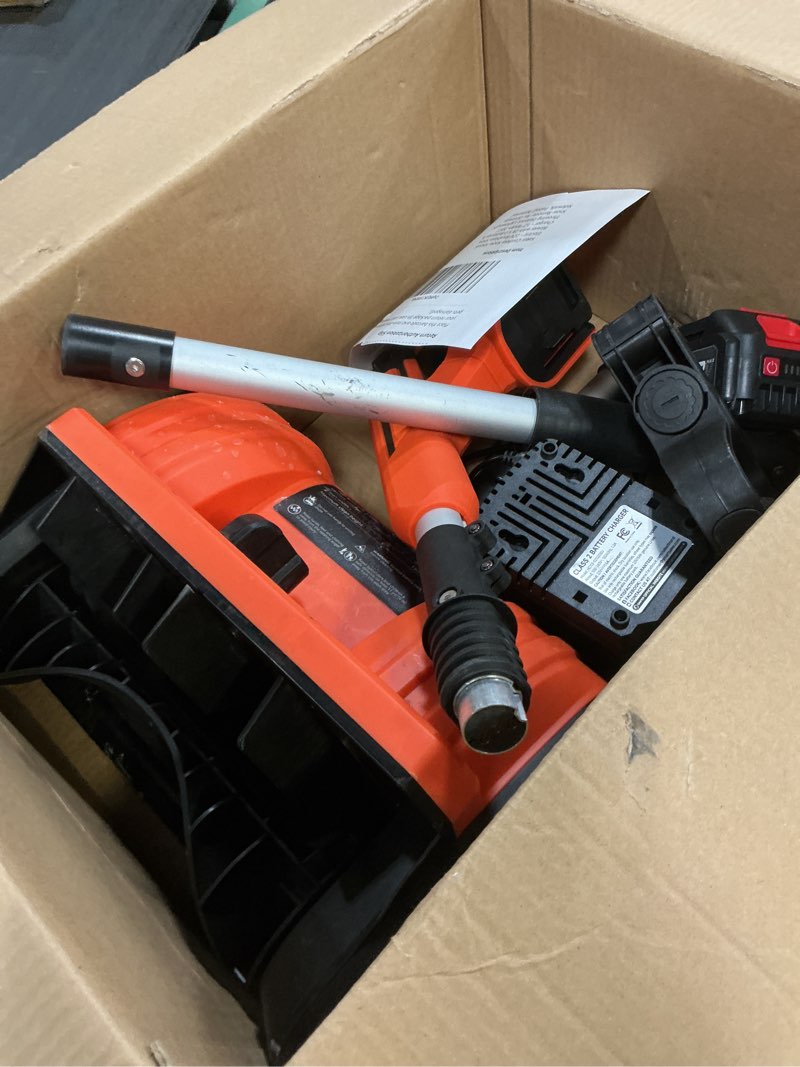 Condition photo showing As Is for Saker Cordless Snow Shovel Electric - 22V Brushless Snow Blower with 2X 5.0 Batteries & Charger - 12" Width 20FT Throwing Distance Lightweight Snow Remover for Driveway, Sidewalk, Patio(2 Batteries) Saker cordless snow shovel — 2-Batteries Kit