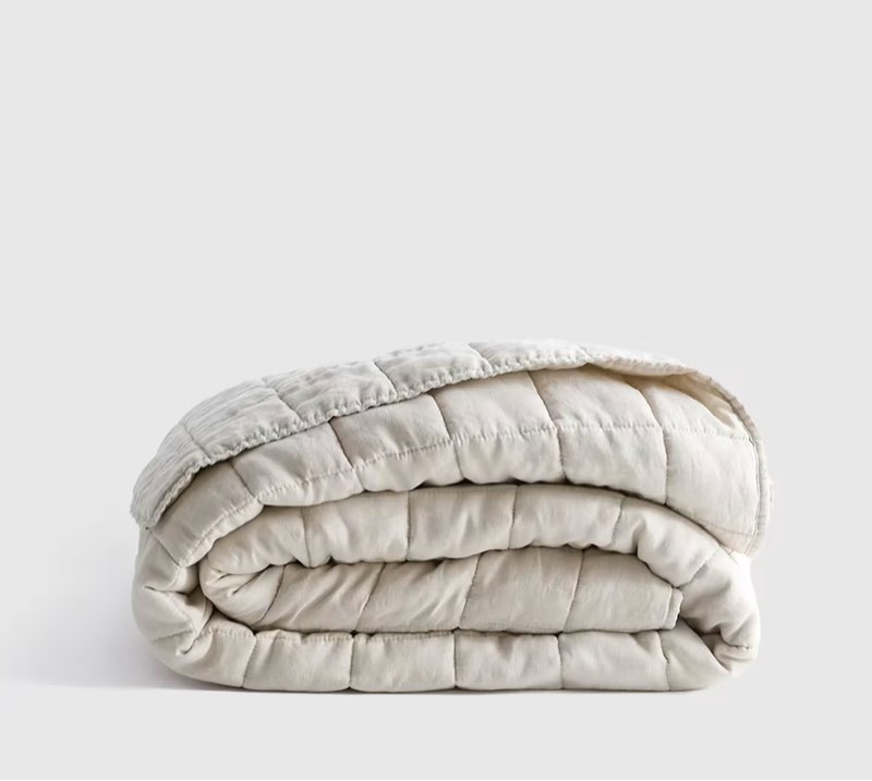 quince european linen box quilt full/queen without sham set sand 