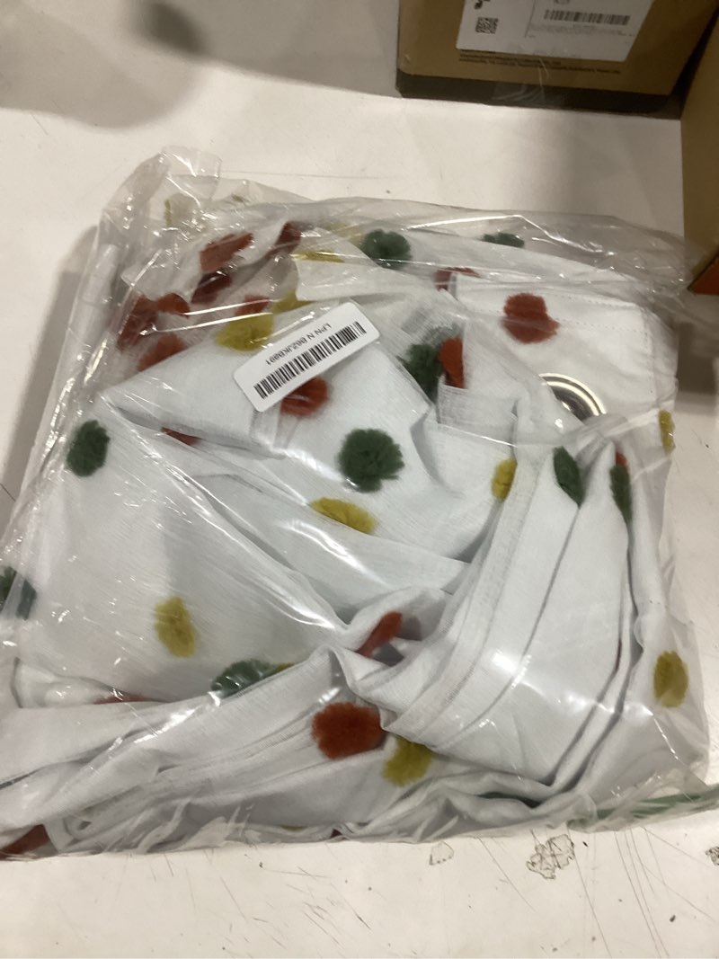 Condition photo showing Good Condition for meetsky 100% blackout curtains for girls/kids/nursery bedroom 84 inch long rainbow green red yellow curtains 2 panels room darkening grommet window drapes with pom pom sheer 52w x 84l 52"w x 84"l (pack of 2) red yellow green