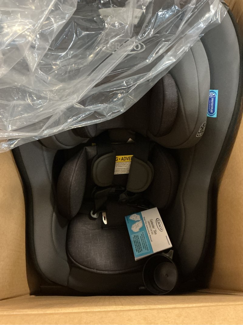 Condition photo showing Good Condition for graco contender slim convertible car seat, west point, lightweight travel car seat with compact, space-saving design, rear-facing 5–40 lbs, forward-facing 26.5–65 lbs, easy to transfer, faa approved west point 2.0