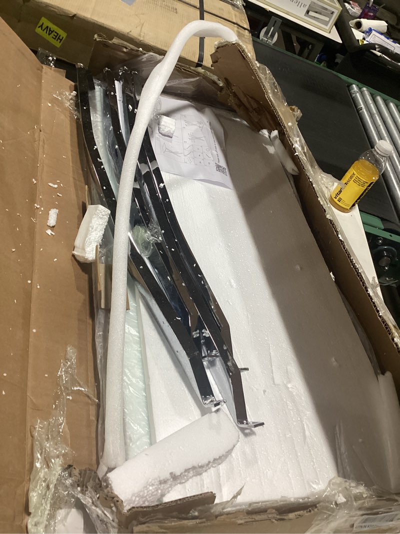 Condition photo showing As Is for Tempered Glass Console Table with Chromed Legs, Modern Narrow Sofa Table for Hallway Entryway (Sliver, 39"x18"x30") 39"x18"x30" Silver