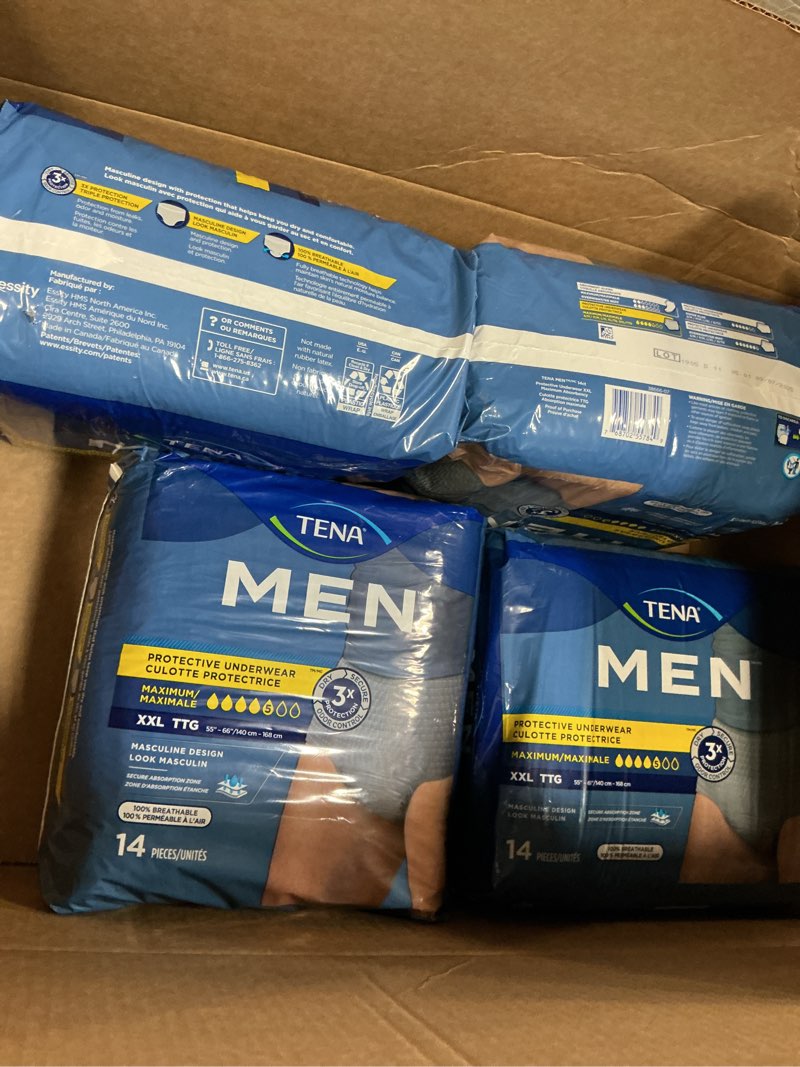 Condition photo showing New/Like New for 4 pack tena men protective underwear for men, maximum absorbency, better fit, adult diaper, xxlarge, 14 count