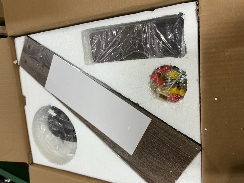 Condition photo showing New/Like New for Fanbulous Farmhouse Ceiling Fans with Light, 48 Inch Bedroom Ceiling Fan with Lights, 6-Speed Adjustable, Quiet and Reversible DC Motor, Dual Finish 5 Blades, Rustic Caged Ceiling Fan for Living Room Black and Walnut 48 Inch