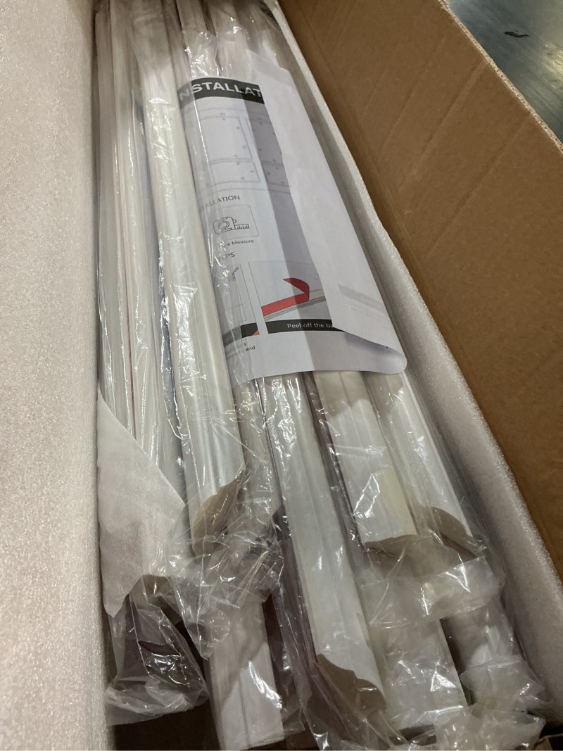 Condition photo showing New/Like New for pre-cut peel and stick wall molding kit wainscoting trim- self adhesive premade accent panel chair rail for interior moulding home decor accent wall set of 6 pcs - 3 top 3 bottom, ready to assemble white (54×24+24×24),set of 3