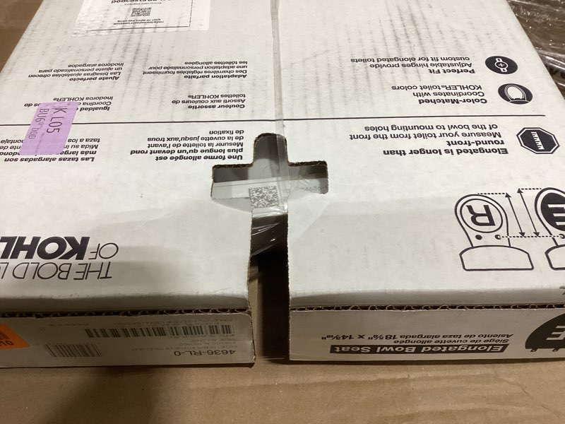 Condition photo showing Good Condition for KOHLER 4636-RL-0 Cachet ReadyLatch Elongated Toilet Seat Slow Close, Soft Close Toilet Seat Quiet Lid, Contoured Grip-Tight Bumpers Installation Hardware, Apartment Essentials, White White Elongated Ready Latch