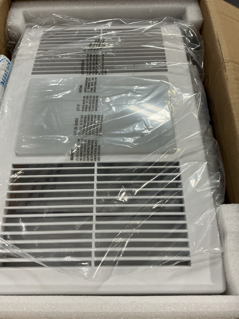 Condition photo showing New/Like New for bathroom exhaust fan with heater, 1300w heater & led light 110 cfm household ventilation fans, 1.5 sone quiet dc bath vent fan for home bathroom hotel, metal housing ceiling mount, 4" duct