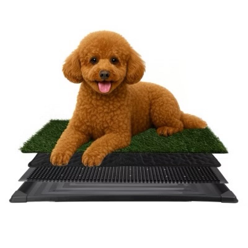 petmaker artificial grass puppy pee pad with tray, reusable dog potty training mat for indoor & outdoor use, easy clean artificial turf surface
