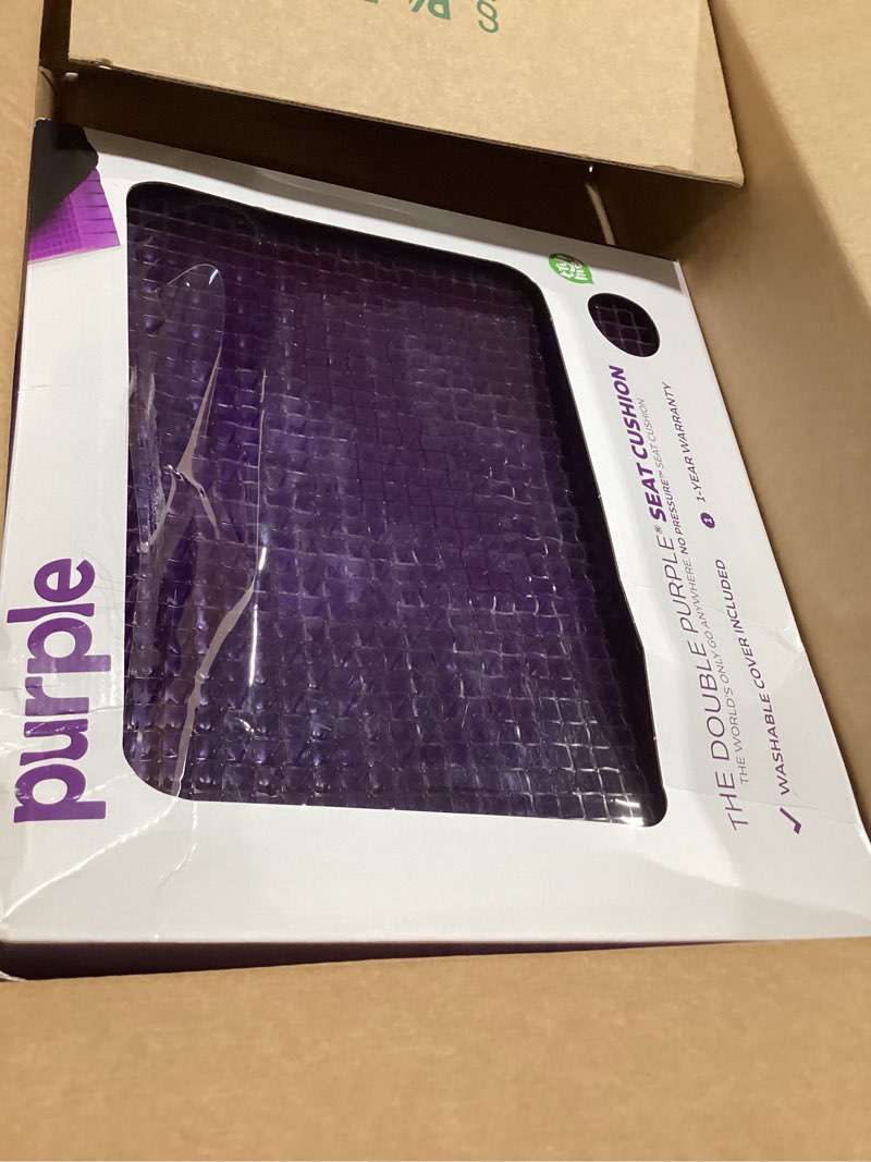 Condition photo showing Good Condition for purple double seat cushion | pressure reducing grid designed for ultimate comfort | designed for office chairs | made in the usa
