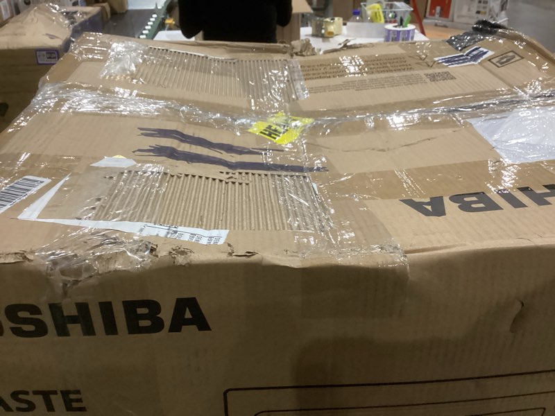 Condition photo showing As Is for Toshiba ML-EM62P(SS) Large Countertop Microwave with Smart Sensor, 6 Menus, Auto Defrost, ECO Mode, Mute Option & 16.5" Position Memory Turntable, 2.2 Cu Ft, 1200W, Stainless Steel Sensor-2.2 Cu Ft-1200W-Stainless Steel