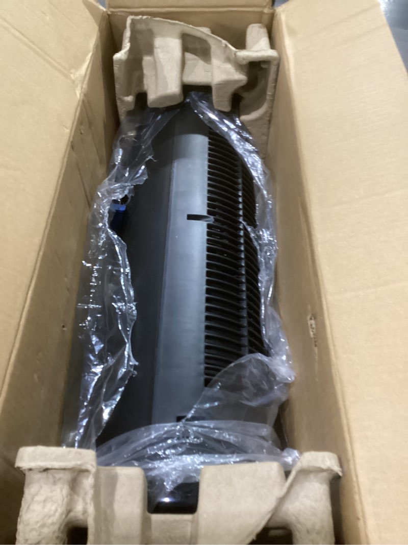 Condition photo showing As Is for lasko elevation adjustable tower fan 42”-54”, pedestal fan, 31 ft/s airflow, quiet 28 db, 90° oscillation, 12h timer, remote, black, est100, not tested