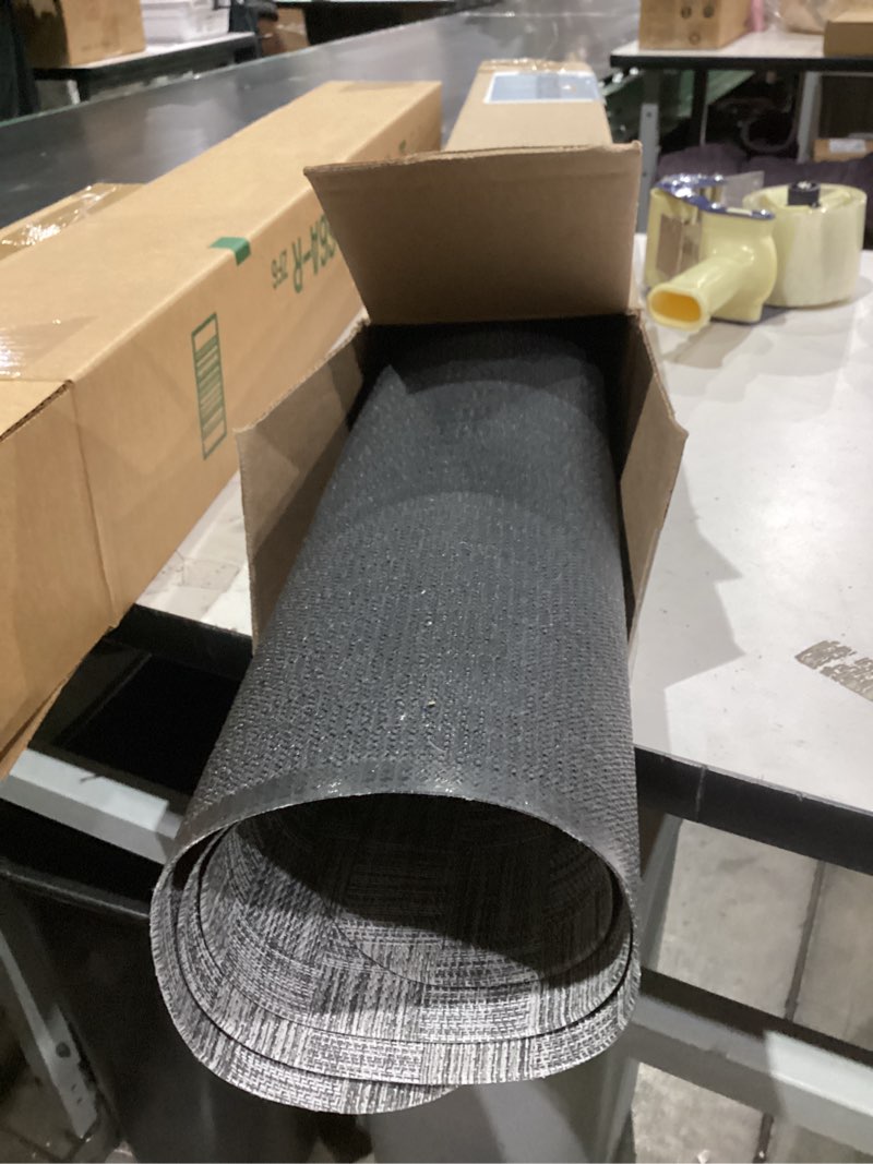 Condition photo showing As Is for Delamu Office Chair Mat for Hardwood Floor, 30"×48" Non-Slip PVC Woven Desk Chair Mat, Heavy Duty Hard Floor Protector for Rolling Chair, Office Desk Chair Mats, Light Gray 30" x 48" Light Gray
