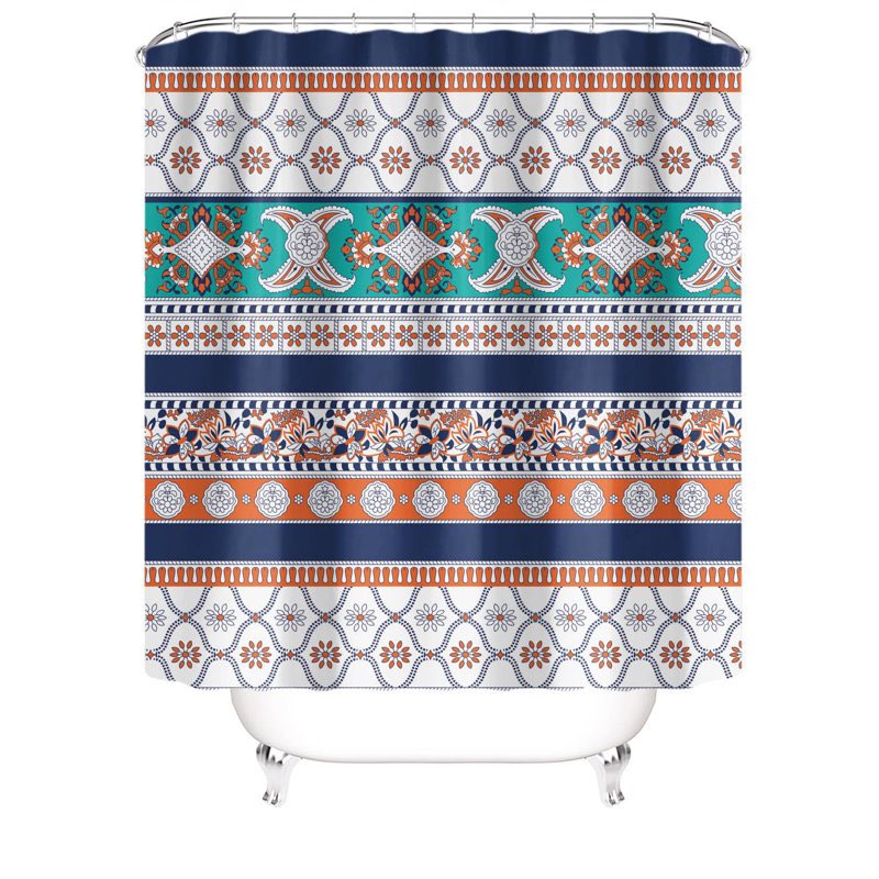 Haisley Striped Shower Curtain with Hooks Included 72x72