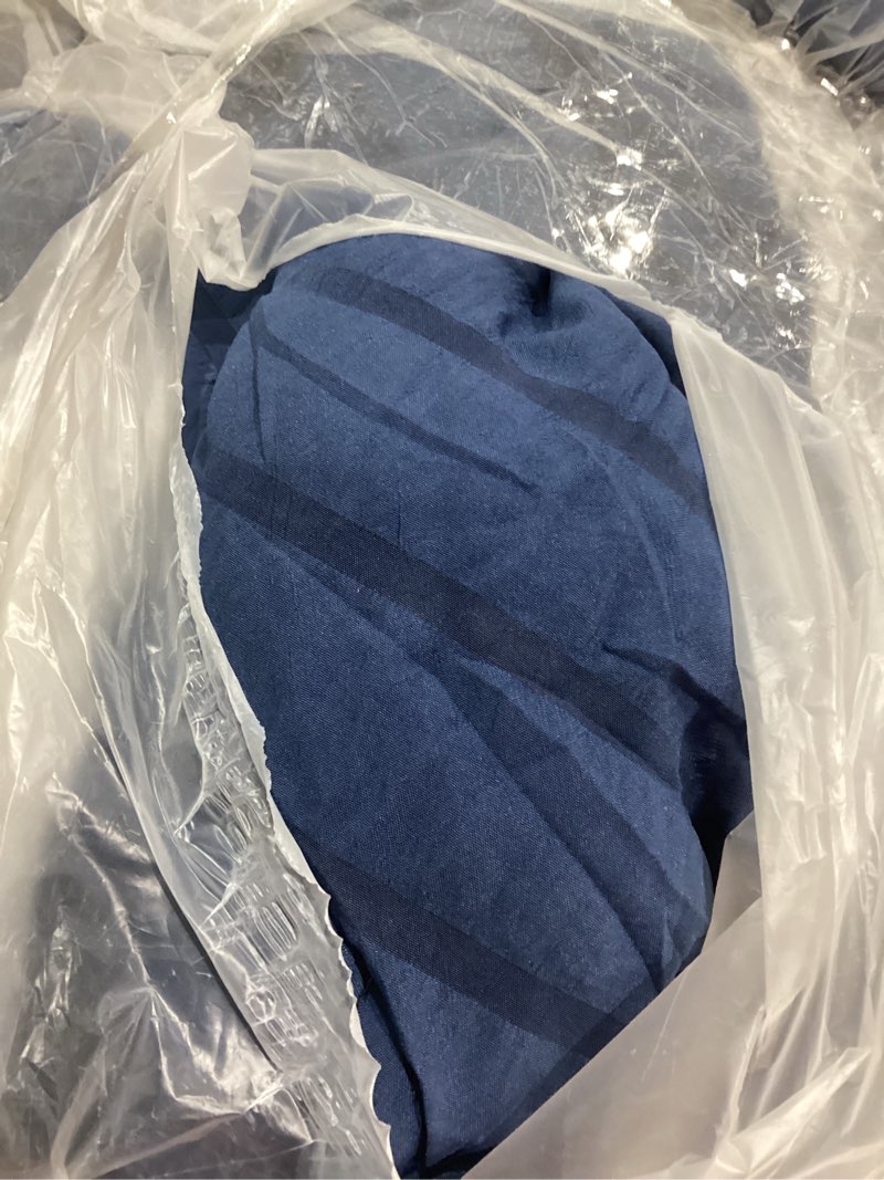 Condition photo showing As Is for MUXHOMO 7 Pieces Queen Comforter Set, Seersucker Bed in a Bag Queen Size, All Season Luxury Bedding Set with Comforter, Flat Sheet, Fitted Sheet, Pillowcases & Shams, Navy Blue Queen (88"x88") 03 - Navy Blue
