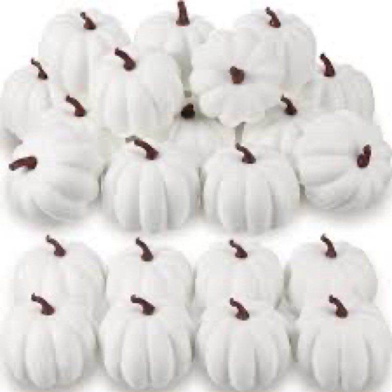 Liliful 24 Pack 4 Inch Fall Harvest White Artificial Pumpkins Crafts Rustic Decorative Pumpkin Foam 
