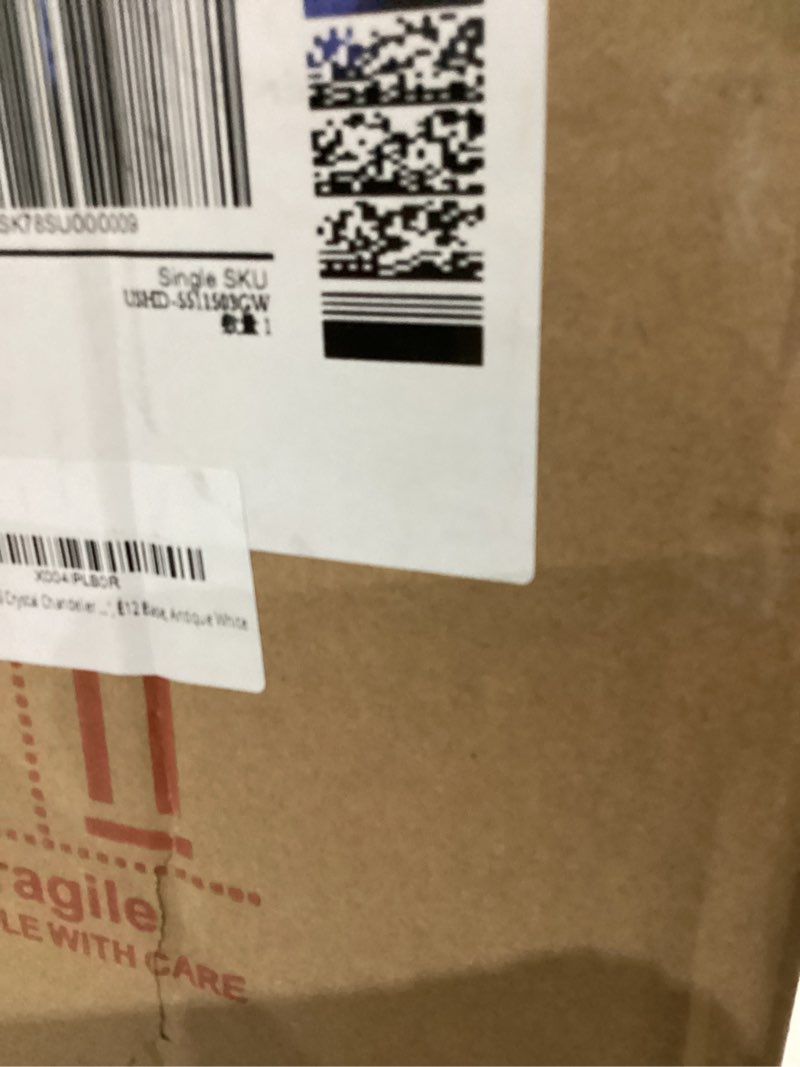 Condition photo showing New/Like New for WUZUPS Crystal Chandelier 3-Light Vintage Farmhouse Pendant Ceiling Light Lighting Fixture for Foyer Diningroom Bedroom Hallway Storage Kitchen Bathroom, H 10.8" W 11.8", E12 Base, Antique White Antique White, 3-Light Pendant 11.8" wide