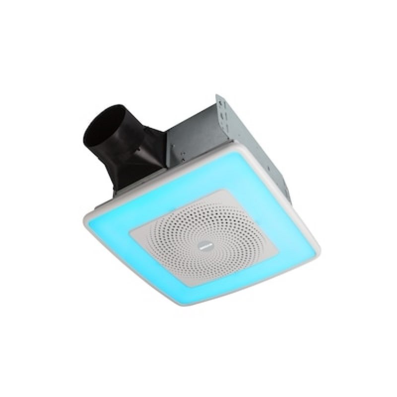 broan chroma comfort 1.5-sone 110-cfm white decorative lighted bluetooth compatibility bathroom fan