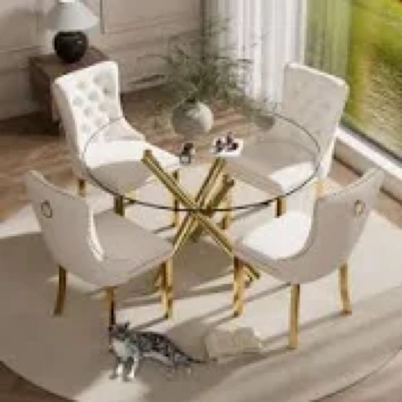 *incomplete* Pedestal Dining table with glass top 