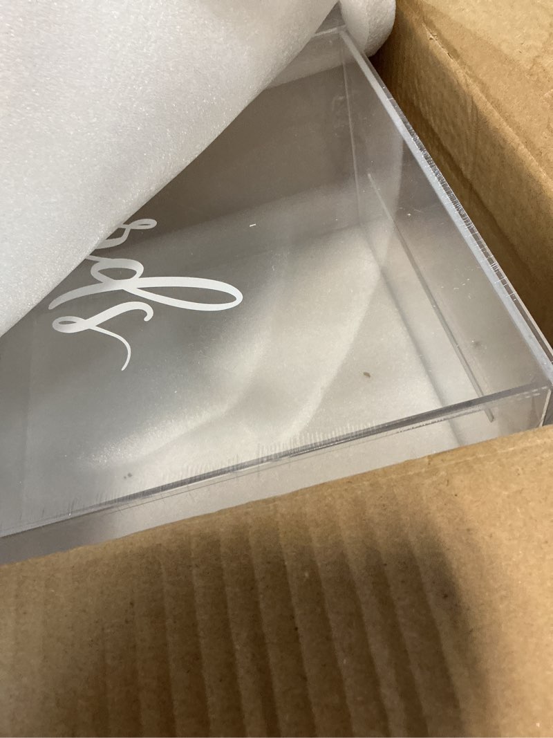 Condition photo showing New/Like New for hooqict clear acrylic wedding card box with slot large blank gift card boxes for reception, party, wishing well, money box holder, graduation decorations, baby shower style 1