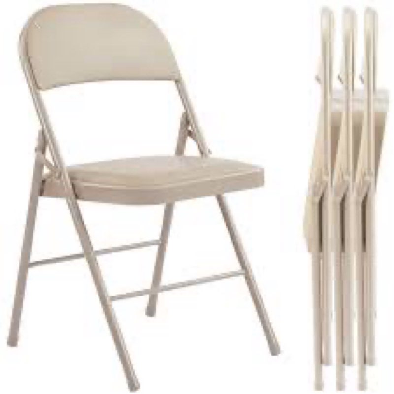 Sweetcrispy Folding Chair 4 Pack, Leather Padded Folding Chairs, Sturdy Metal Foldable Chairs, Easy to Use and Store, Outdoor and Indoor, for Home, Office, Party, Comfy