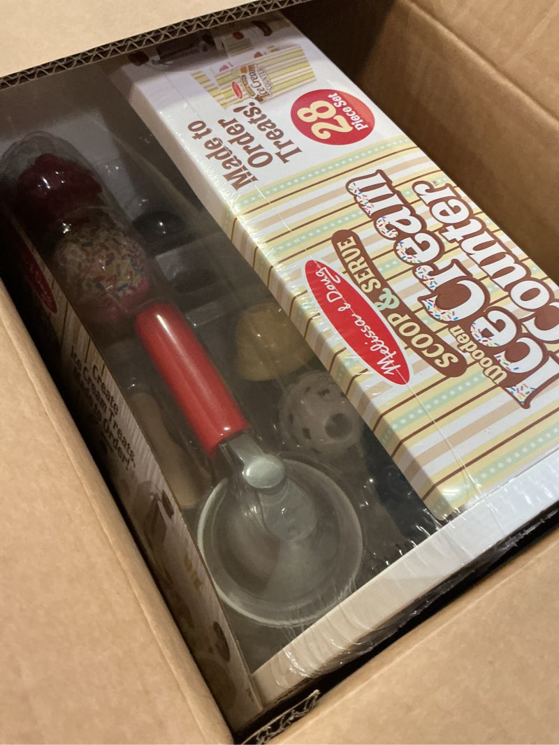 Condition photo showing New/Like New for Melissa & Doug Wooden Scoop & Serve Ice Cream Counter, Pretend Play Store, 28 Toy Food & Play Kitchen Accessories, Preschool Toys for Girls & Boys 3+ MAIN