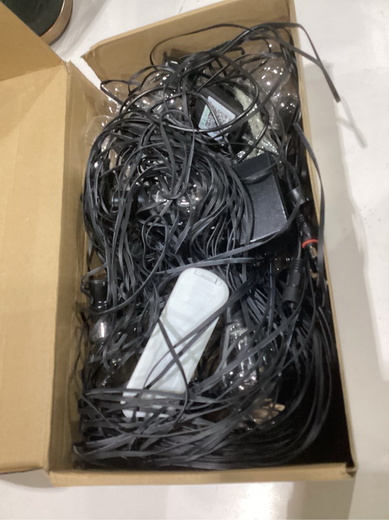 Condition photo showing As Is for beizelte outdoor string lights, 140ft rgb+ic outside light dimmable shatterproof led bulbs, ip67 waterproof chasing effect lighting dreamcolor patio strip lights for backyard, balcony, outdoor living, not tested