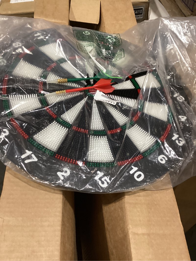 Condition photo showing Good Condition for theefun safety dart board set -16 inch rubber dartboard game with 6 soft tip darts for men women, party, office family leisure sport red