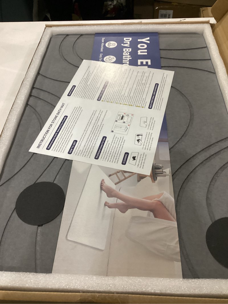 Condition photo showing New/Like New for stone bath mat quick dry diatomaceous earth bath mat non-slip shower stone bathmat super absorbent water diatomite bathroom floor pad elegant,natural,esay to clean (flow line-beige)