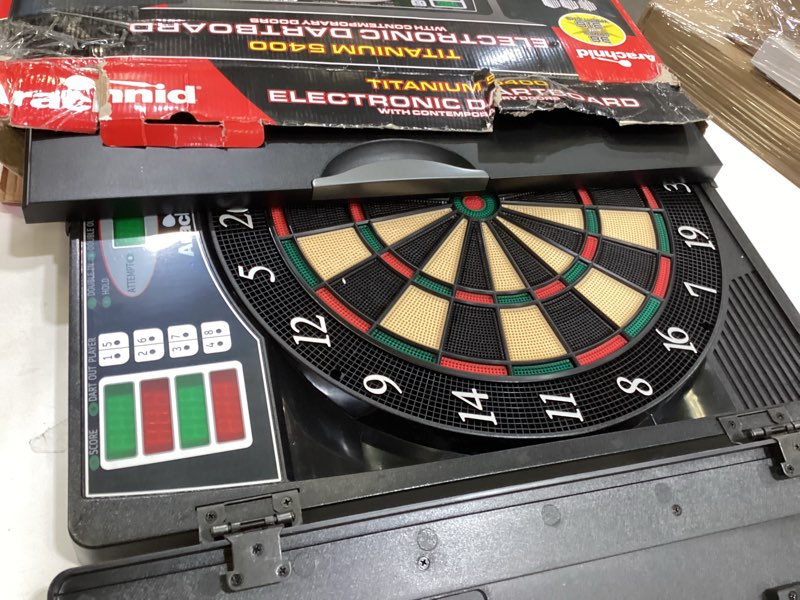Condition photo showing Good Condition for Arachnid Titanium 5400 Electronic Dartboard and Cabinet, Black