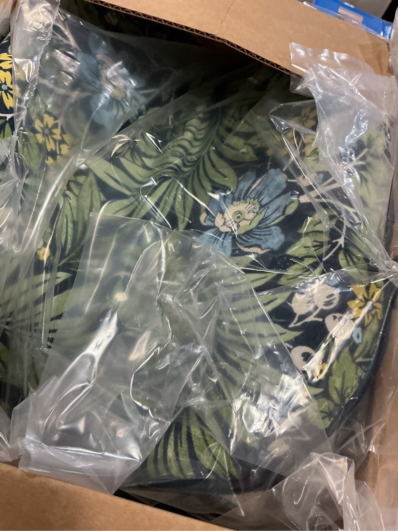 Condition photo showing Good Condition for arden indoor/outdoor foam seat pad, 2 pack, 17 x 16, patio cushion, water repellent, fade resistant, foam cushion sapphire morrison floral 16 x 17 sapphire morrison floral 2