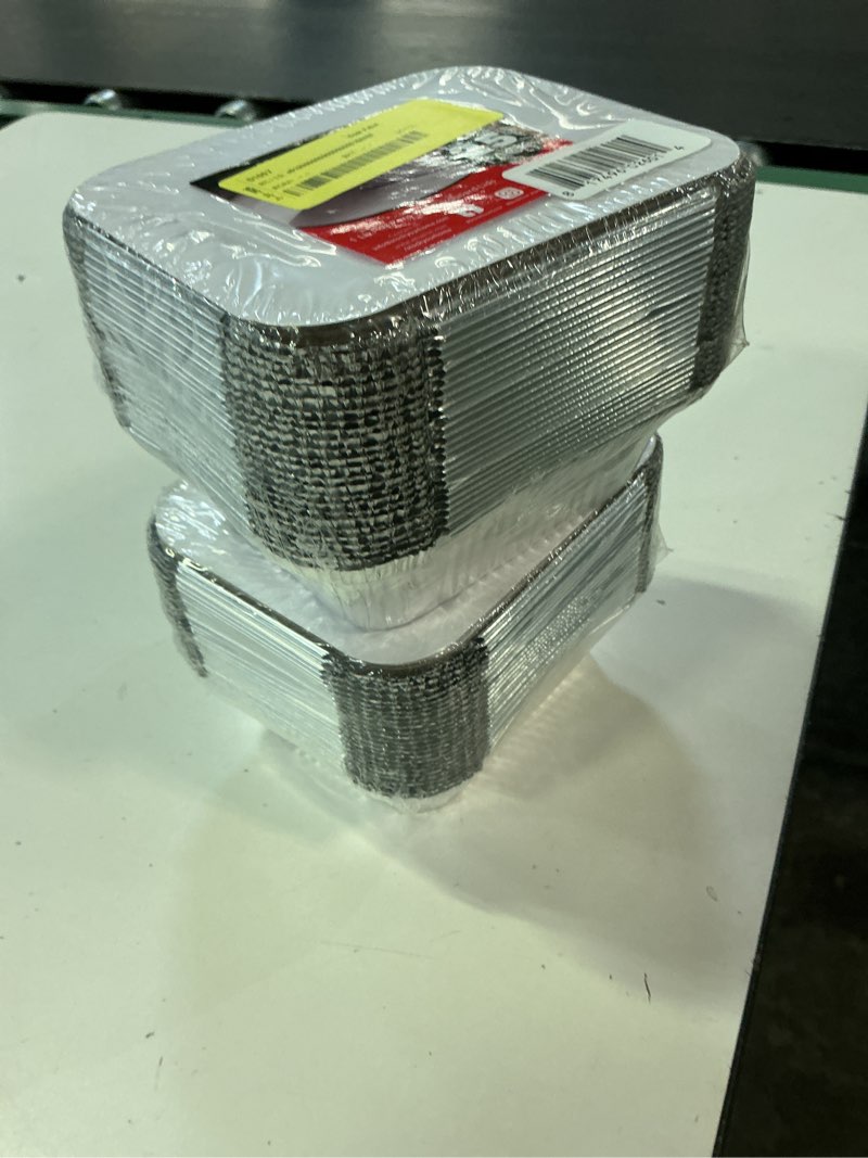 Condition photo showing Good Condition for (2 pack)stock your home 1 lb aluminum disposable cookware with lids (50pack) – foil pans with cardboard lids, disposable & recyclable takeout trays for restaurants, catering & delis