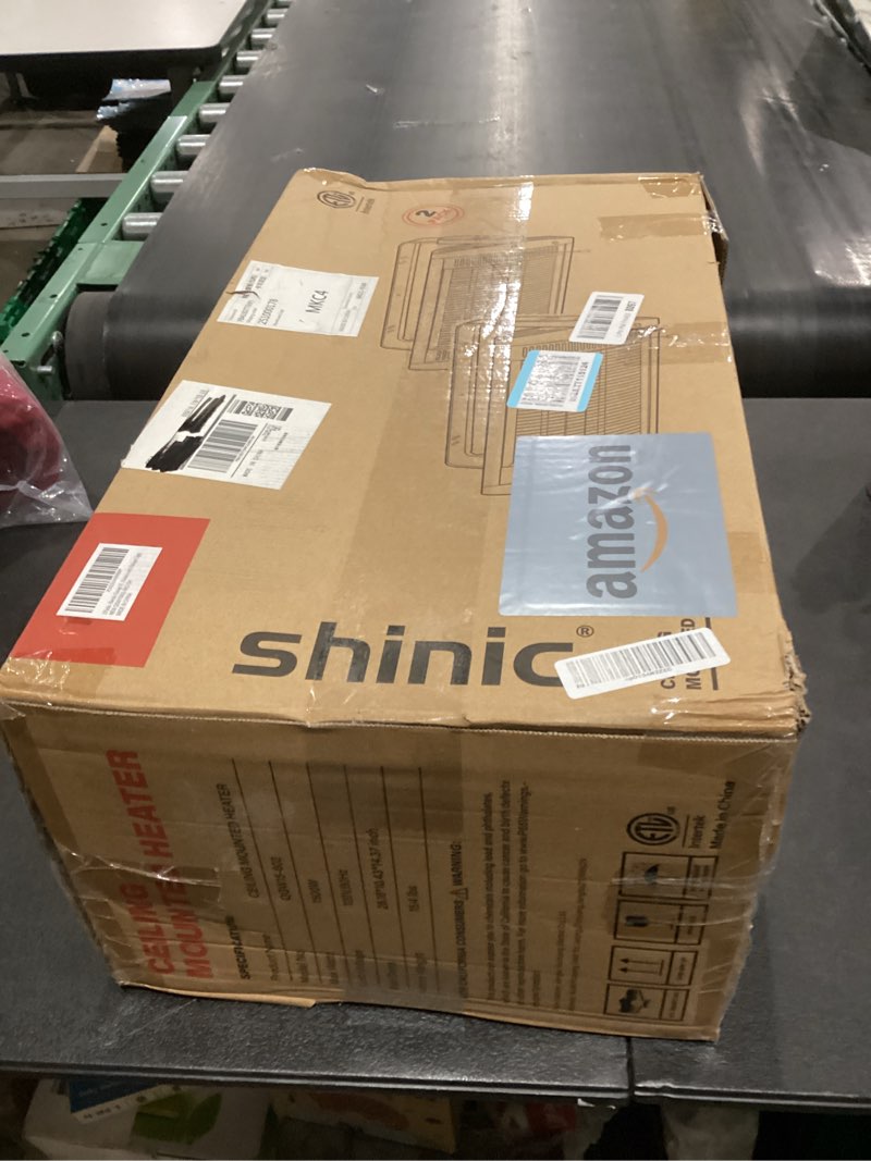 Condition photo showing Good Condition for Shinic 2 Packs Electric Garage Heaters, 1500W/750W Ceiling Mounted Heater Radiant Heaters with Halogen Light, 90 Degree Rotation, 5 Mode Settings, Space Heater for Garage, Shop, Large Room and Patio