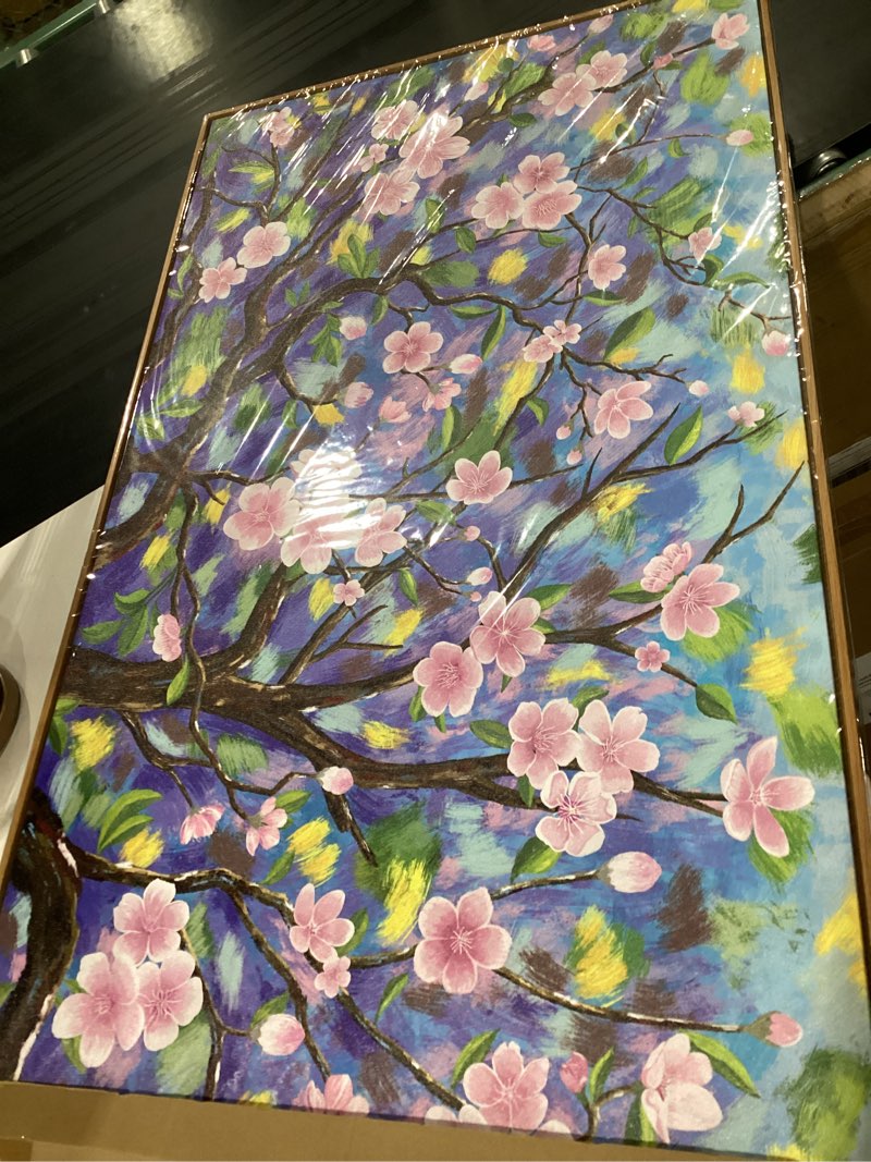 Condition photo showing Good Condition for tree of life pink flowers and golden trees pictures canvas wall art for living room office bedroom teal mountain abstract wall decor art print paintings modern plum blossom artwork -20x40inch 40\"l x 20\"w pink flowers and golden trees, similar to stock photo