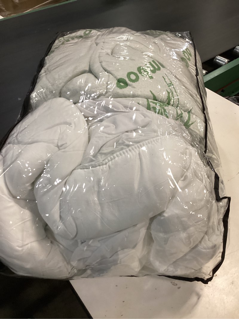 Condition photo showing As Is for ultra soft queen size mattress topper - viscose made from bamboo pillow top mattress pad for back pain relief - naturally cooling for hot sleepers, green green queen