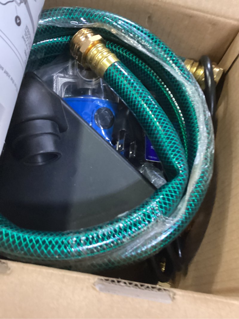 Condition photo showing New/Like New for water transfer pump, 115v 1/10 hp 330 gph electric utility pump?with on/off switch and 2 * 6 feet water hoses kit.