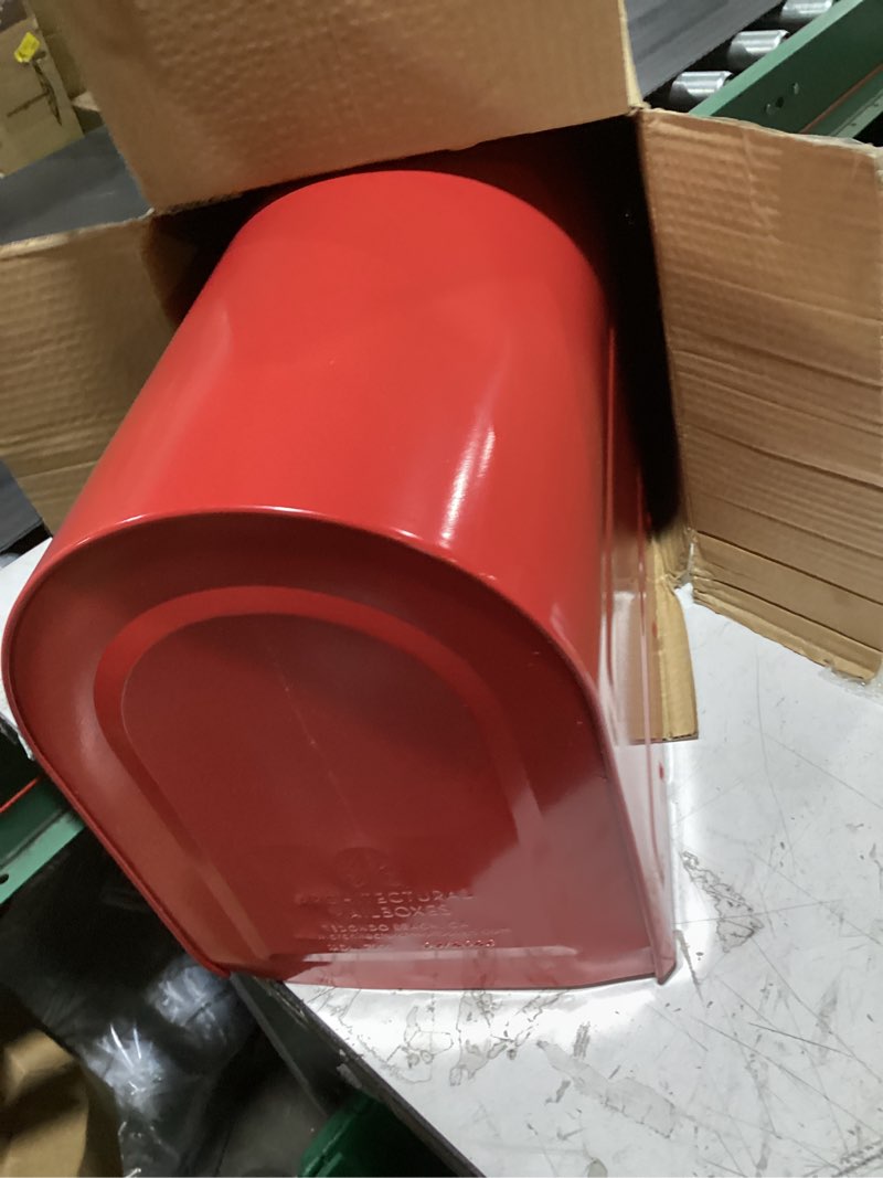Condition photo showing Good Condition for architectural mailboxes 7900-7r-sr boulder mailbox, red red mailbox