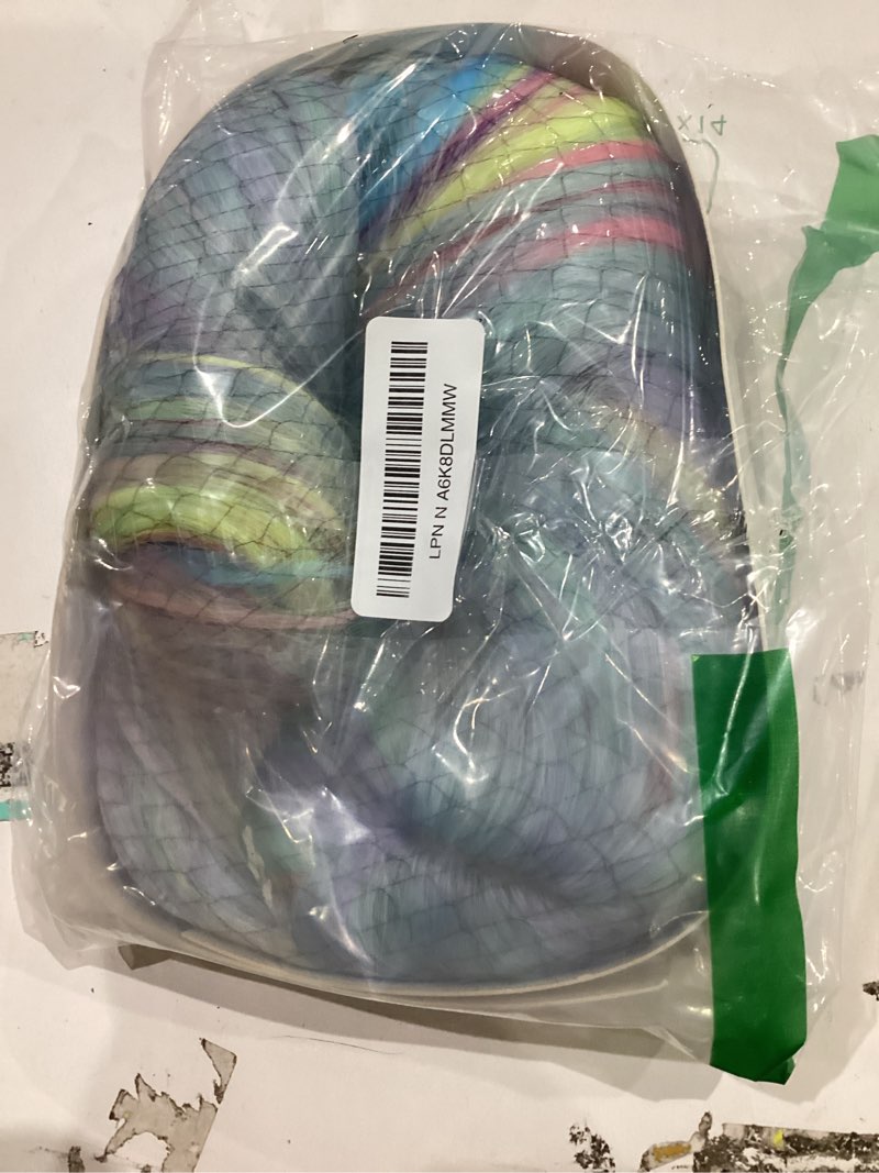 Condition photo showing New/Like New for Rugelyss Rainbow Colorful Wigs for Women 26 Inches Long Wavy Fashion Synthetic Full Head Hair Wig with Bangs for Cosplay or Party